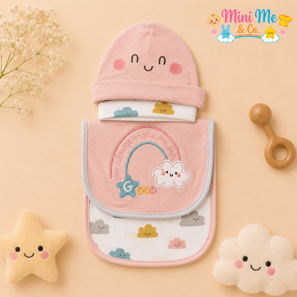 2 Caps & 2 Bibs Set