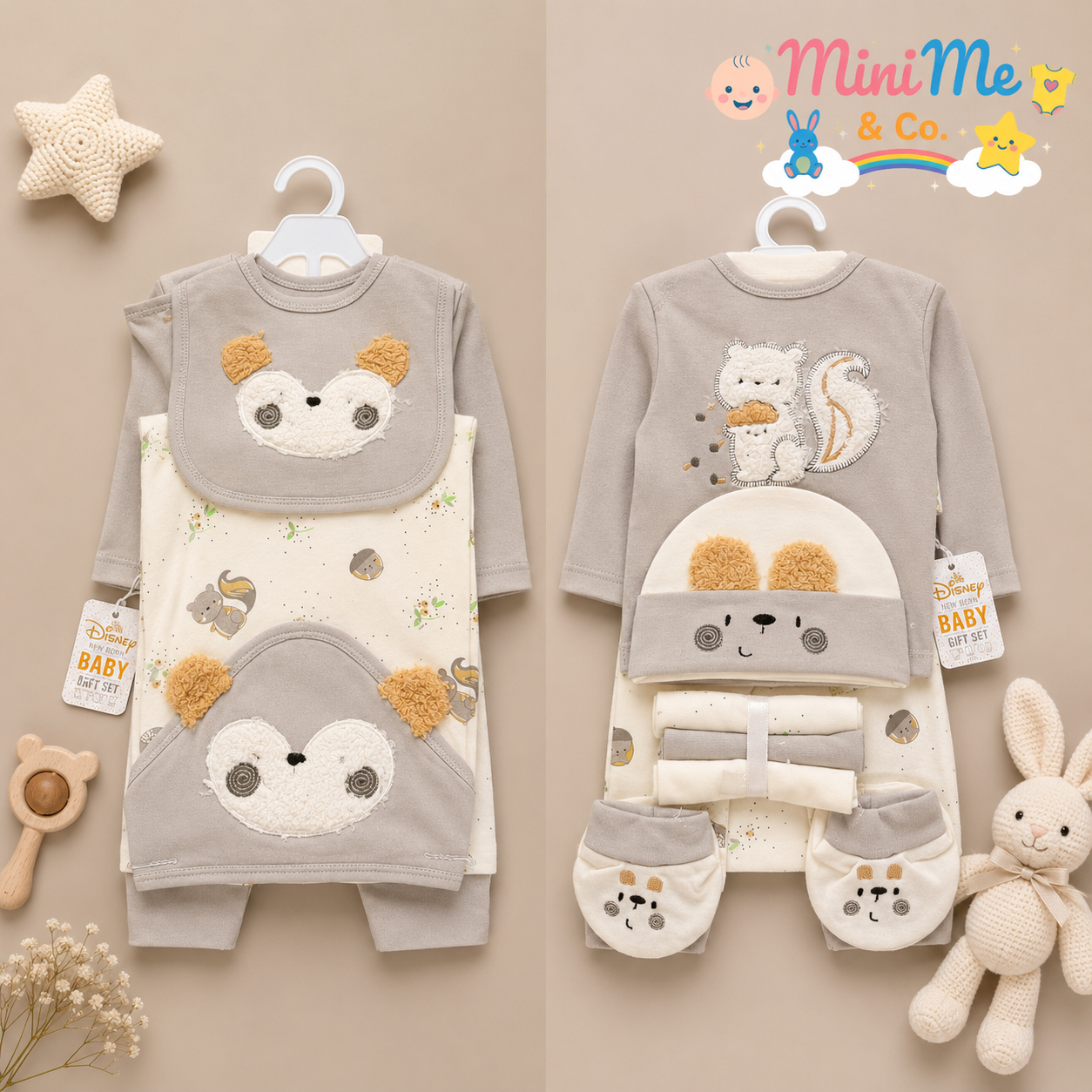 New Born Baby Gift Set – Grey Squirrel Theme (10 PCS)