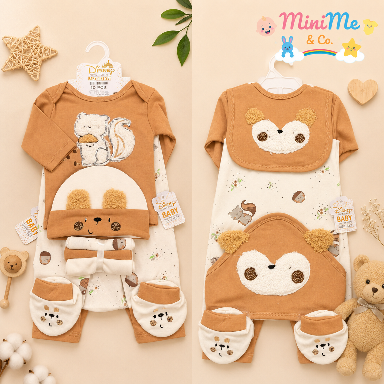 New Born Baby Gift Set – Brown Squirrel Theme (10 PCS)
