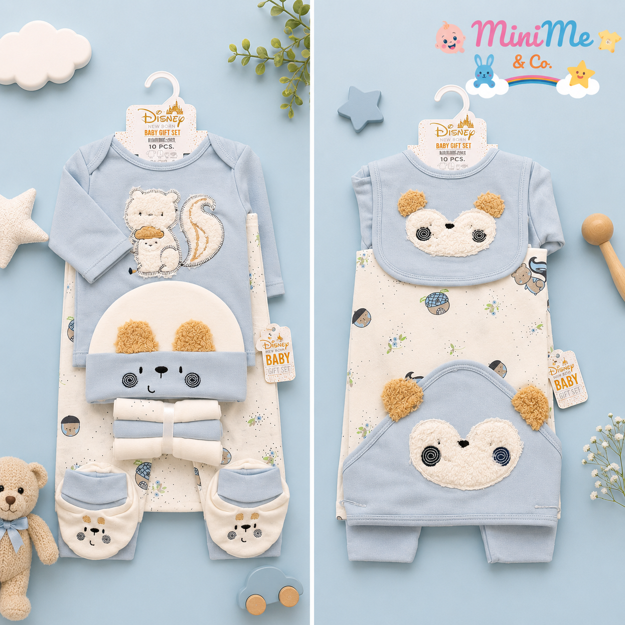 New Born Baby Gift Set – Sky Blue Squirrel Theme (10 PCS)