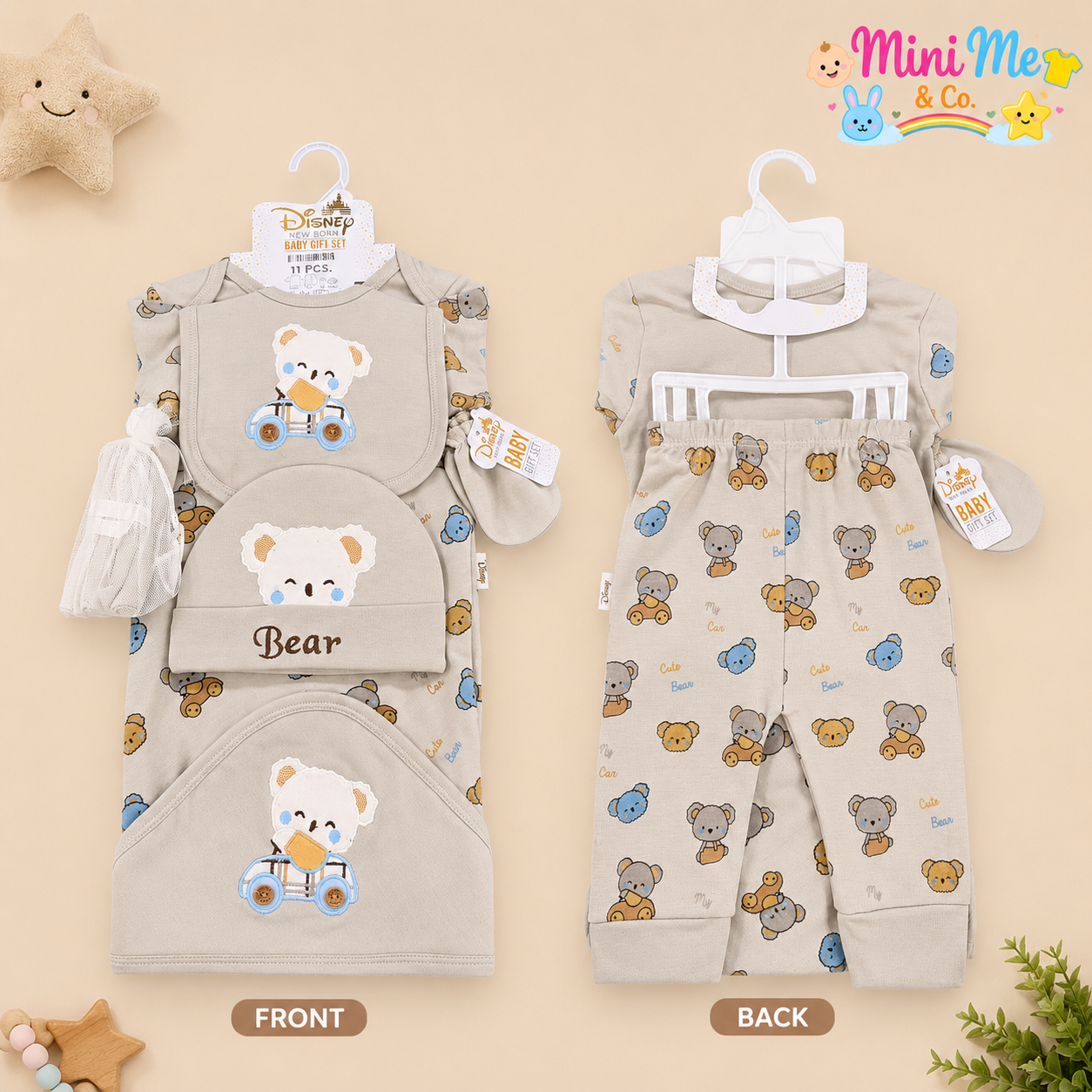 New Born Baby Gift Set – Grey Cute Bear (11 PCS)