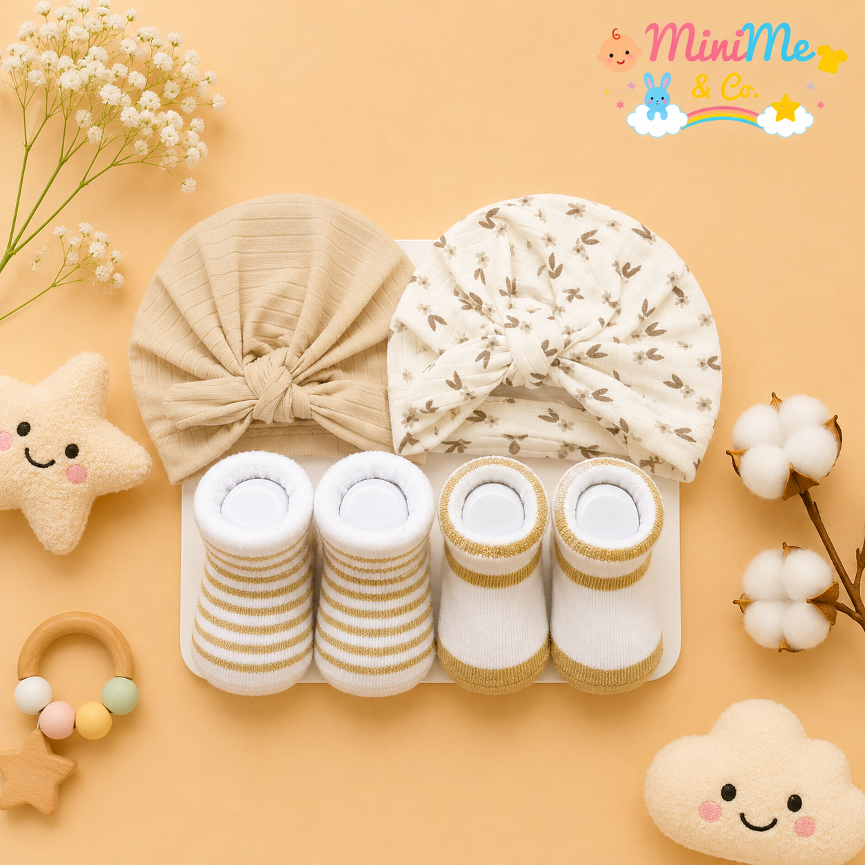 Set of 2 caps and 2 socks for girls
