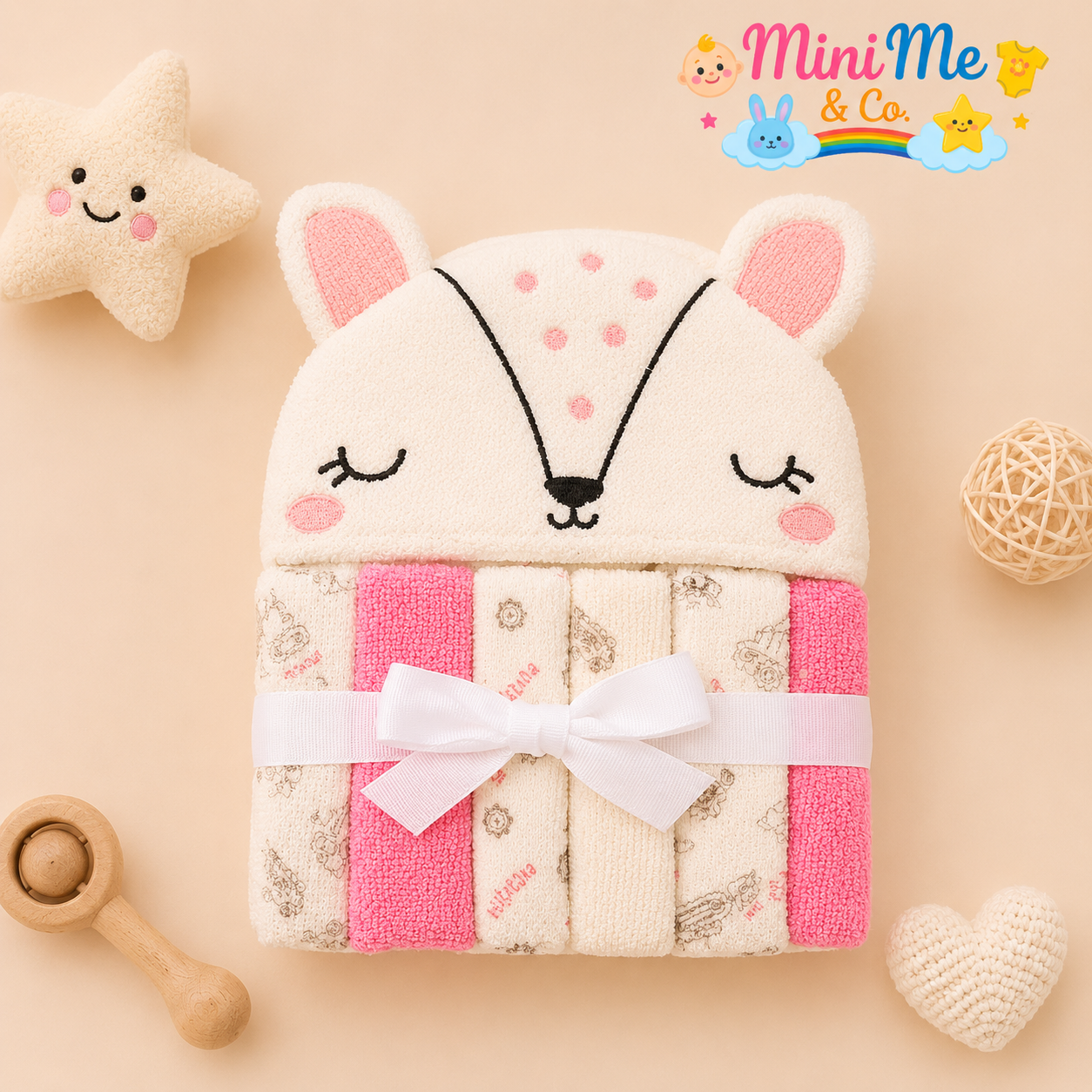 Character Hoodie Towel With 6 Face Towels