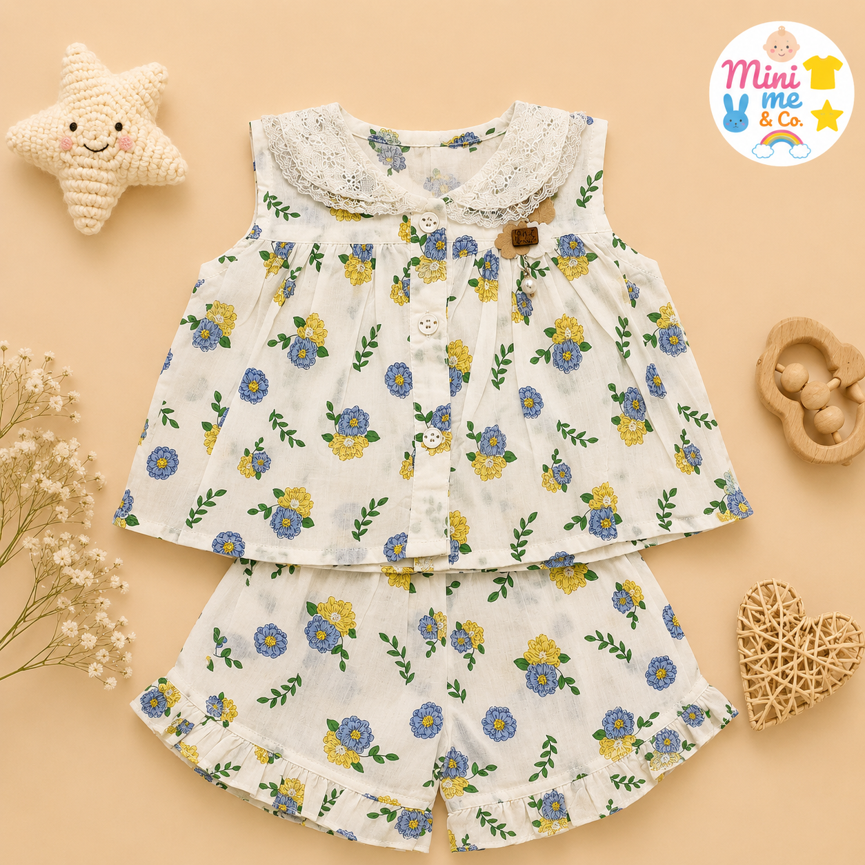 Frock & Shorts Set For Girls With Floral Print