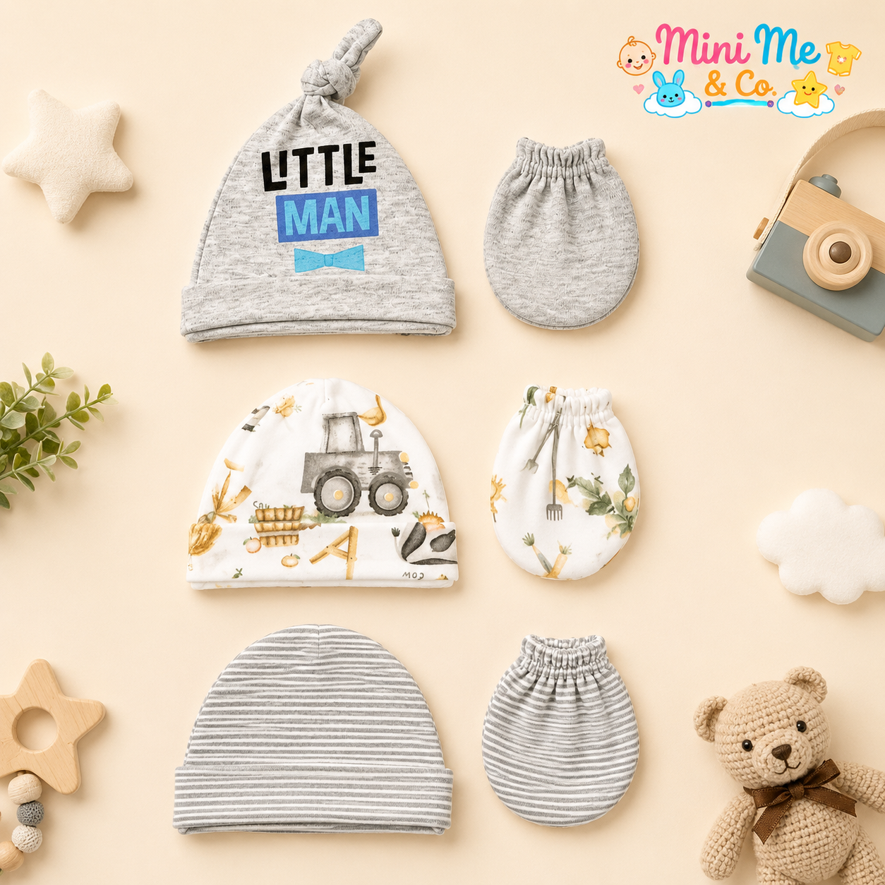 6-pc cap and mittens set for boys