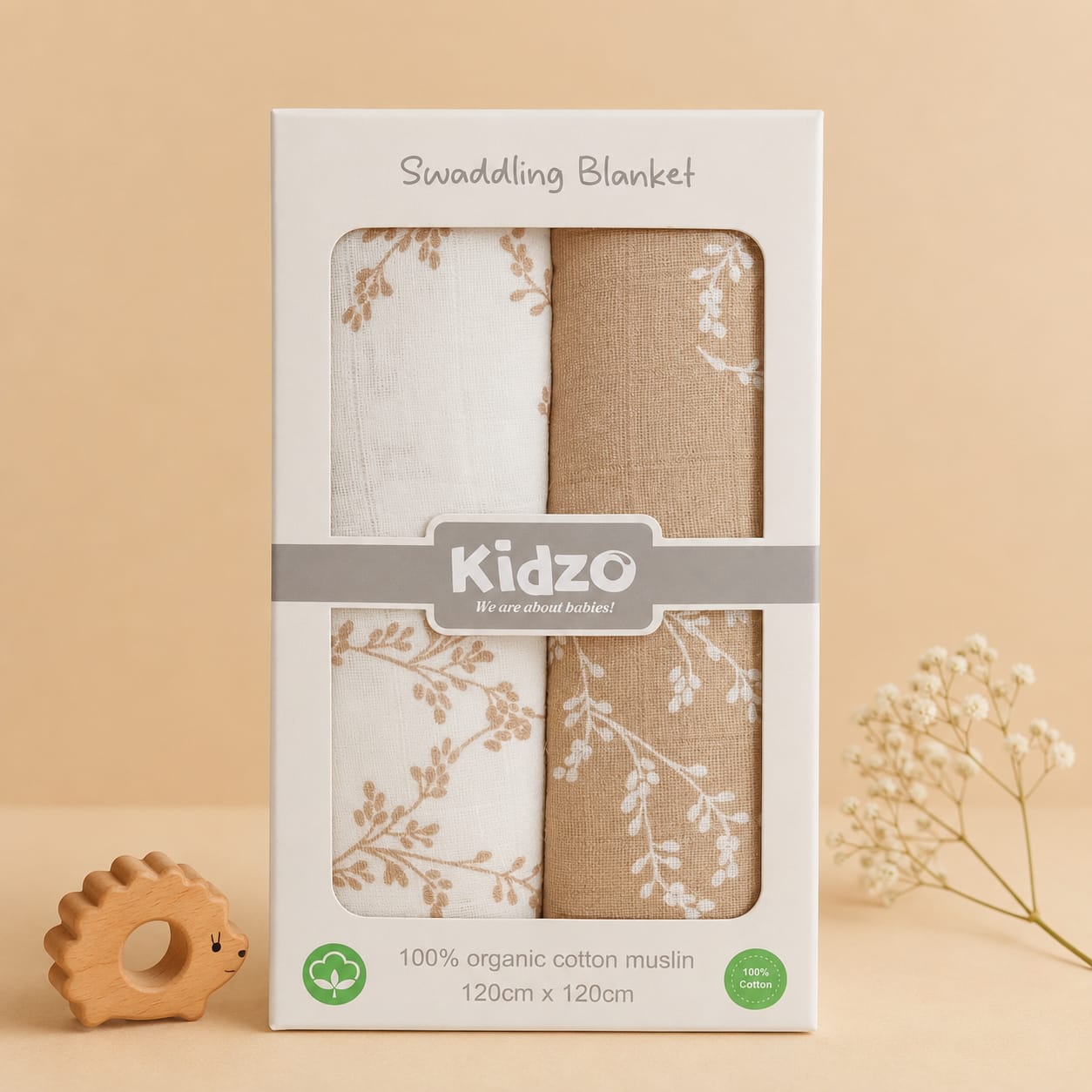 100% organic muslin cotton swaddles pack of 2