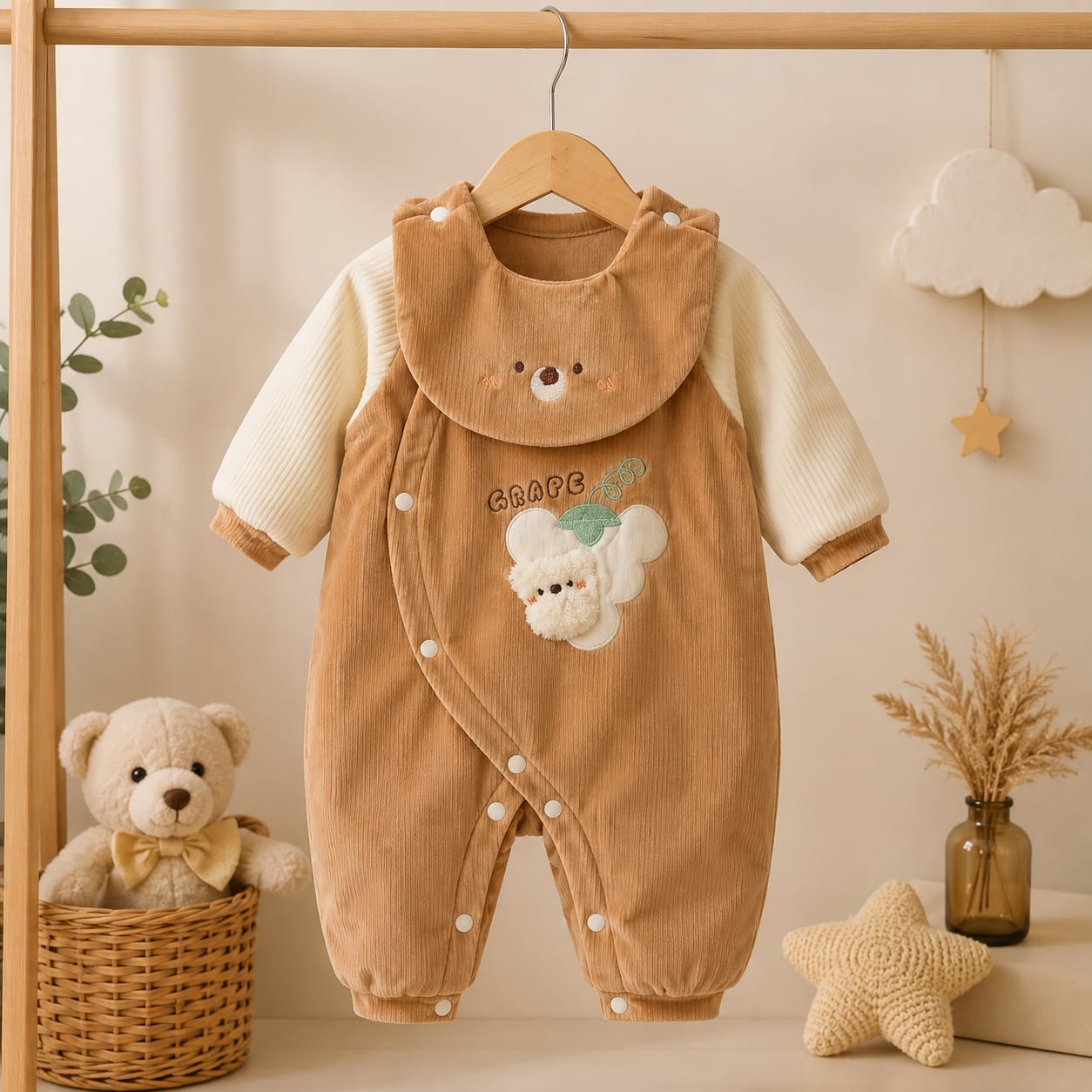 Winter Romper With 3D Character With Bib
