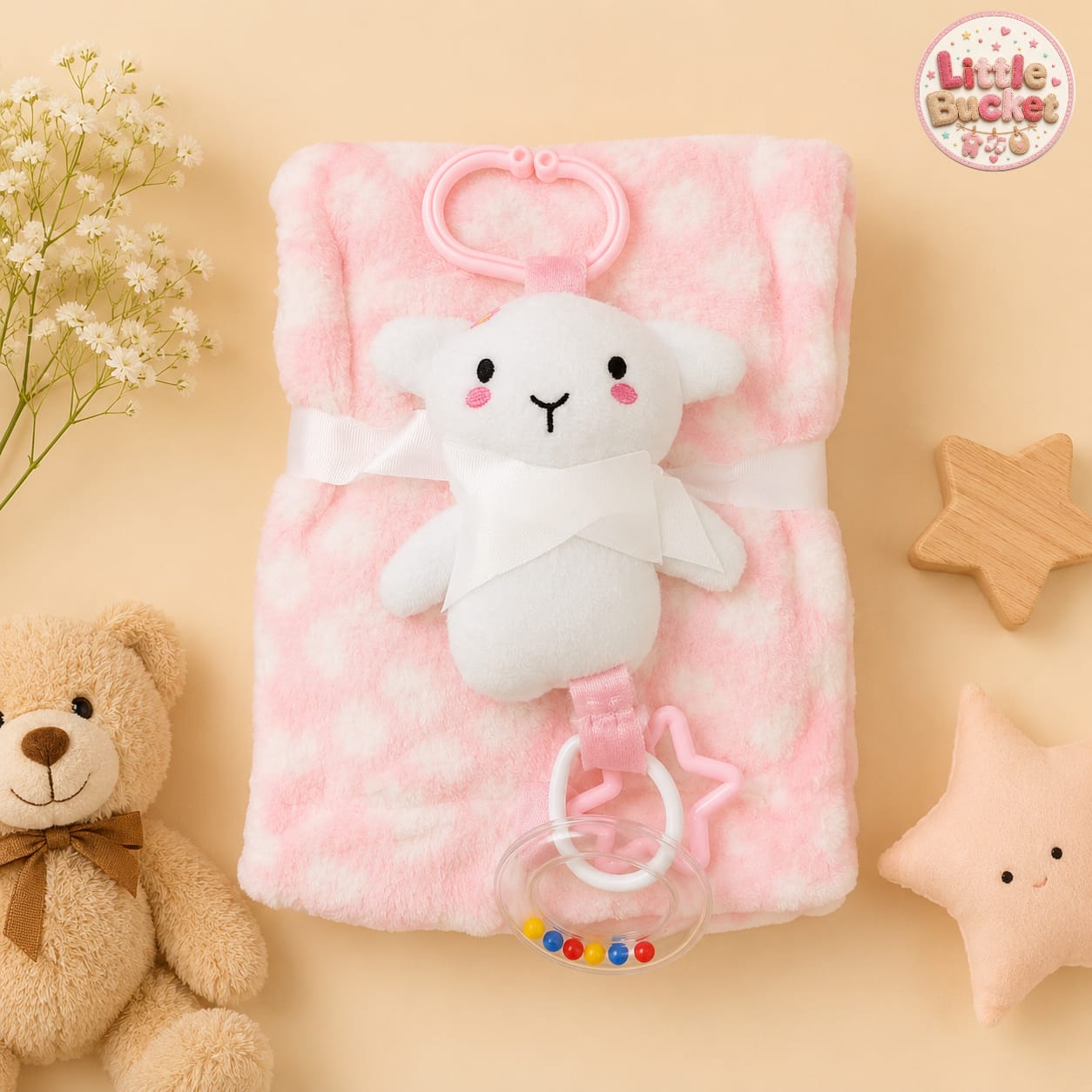 Blanket For Babies With Rattle Toy