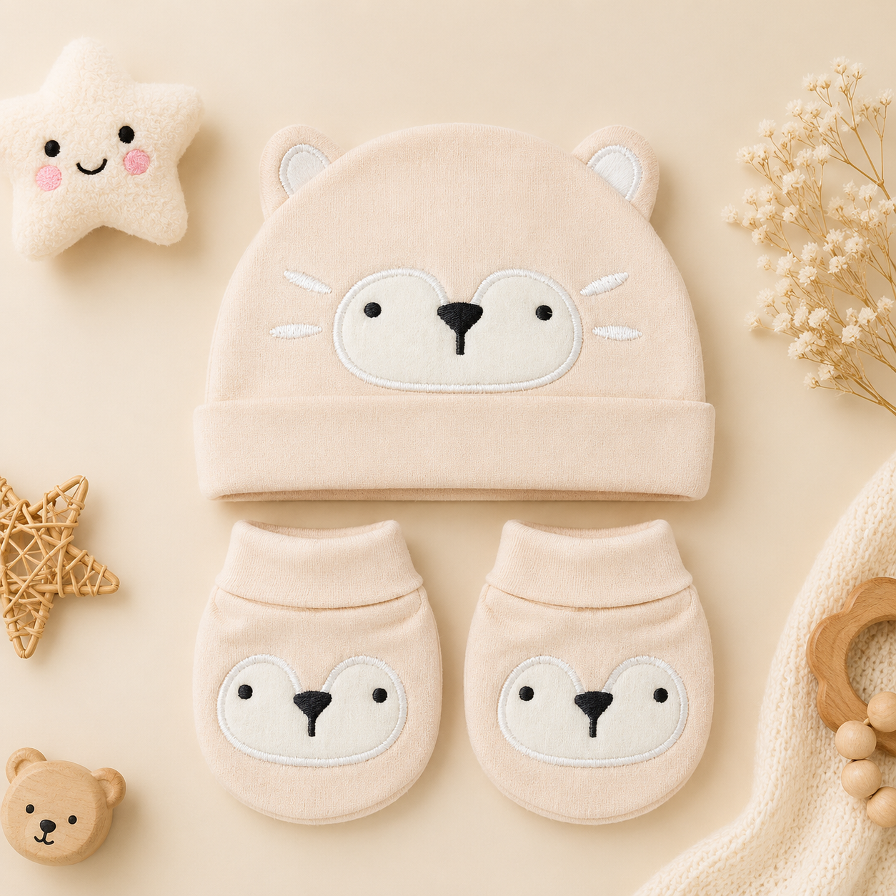 Character cap and booties set