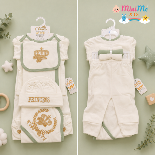 New Born Princess Gift Set – Cream & Sage Green (11 PCS)