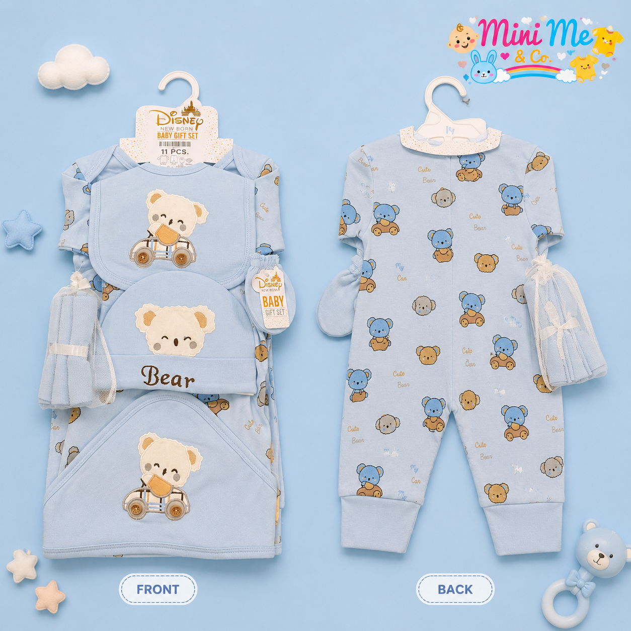 New Born Baby Gift Set – Sky Blue Bear Theme (11 PCS)