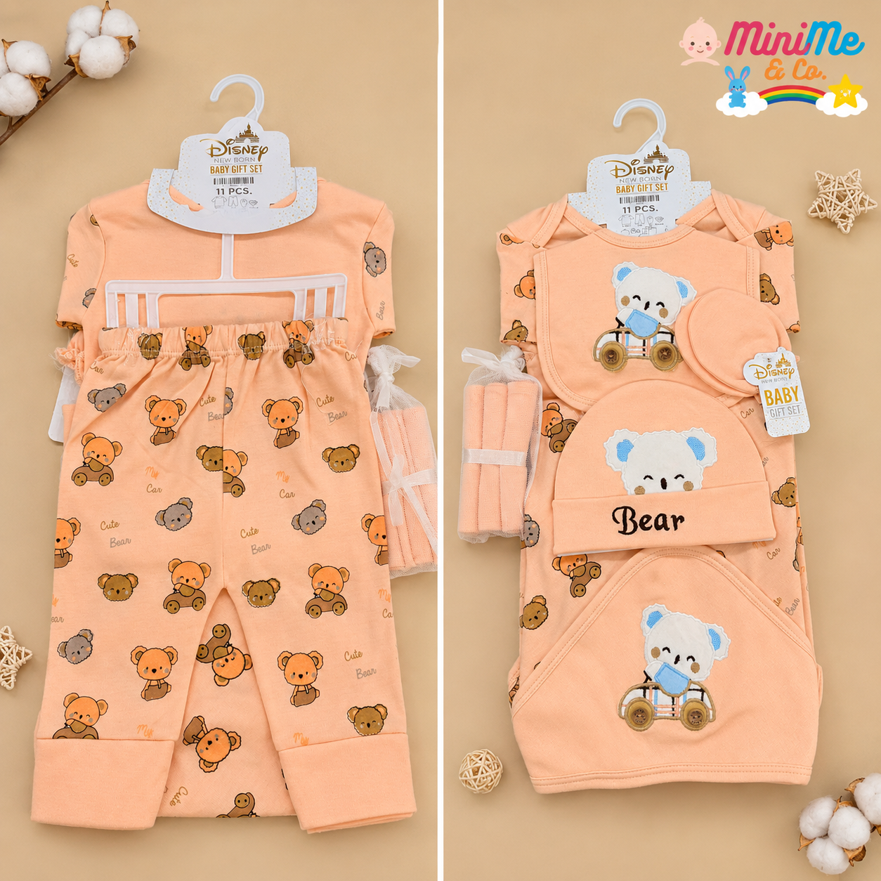 New Born Baby Gift Set – Peach Bear Theme (11 PCS)