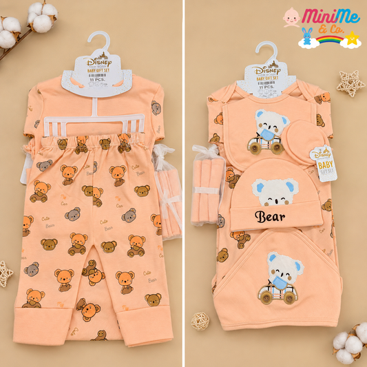 New Born Baby Gift Set – Peach Bear Theme (11 PCS)