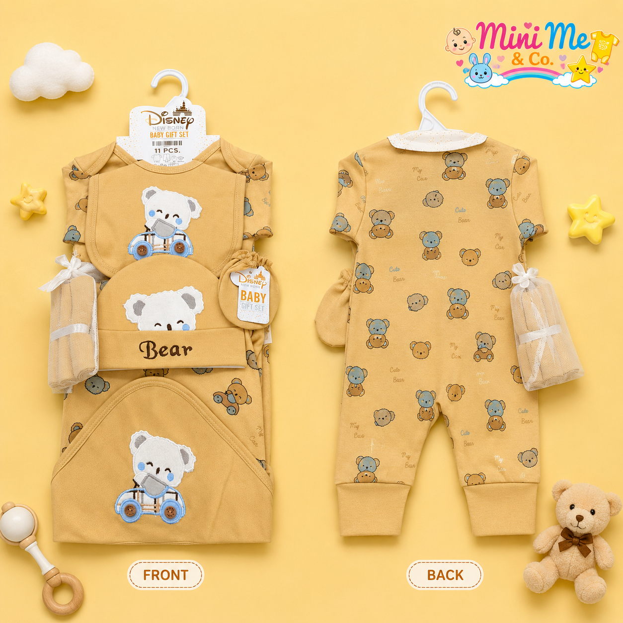 New Born Baby Gift Set – Mustard Bear Theme (11 PCS)