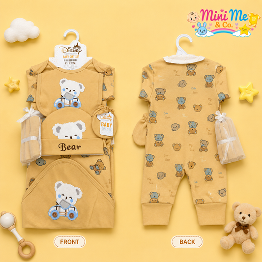 New Born Baby Gift Set – Mustard Bear Theme (11 PCS)