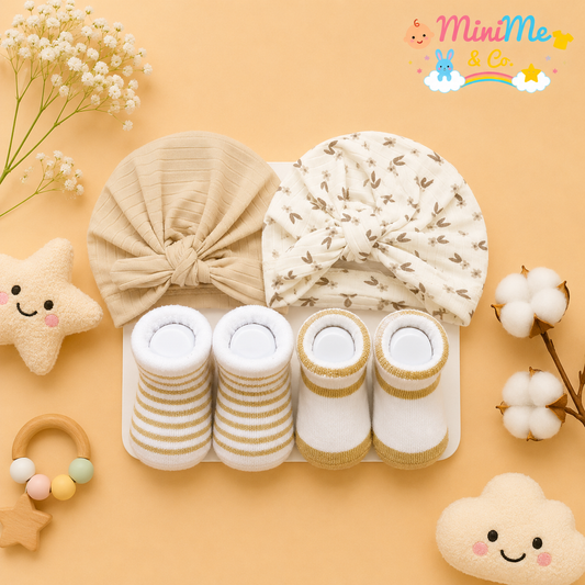 Set of 2 caps and 2 socks for girls