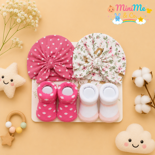 Set of 2 caps and 2 socks for girls