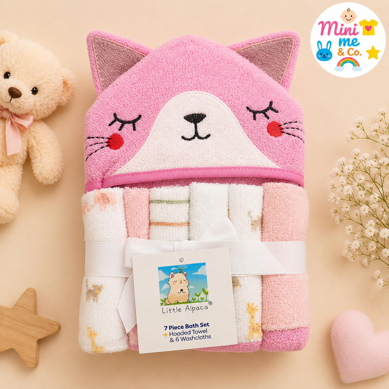 Character Hoodie Towel With 6 Face Towels