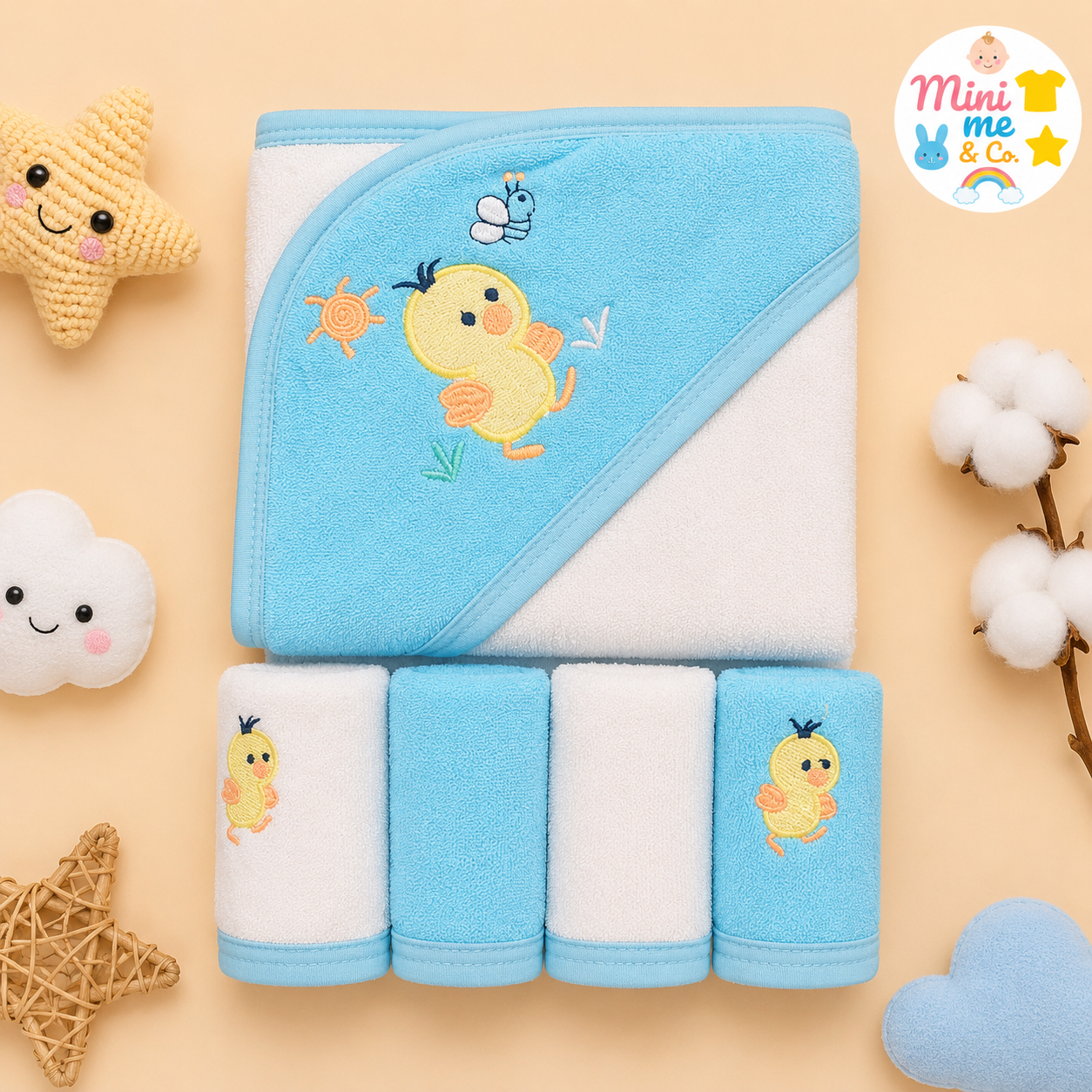 Character Hoodie Towel With 4 Face Towels