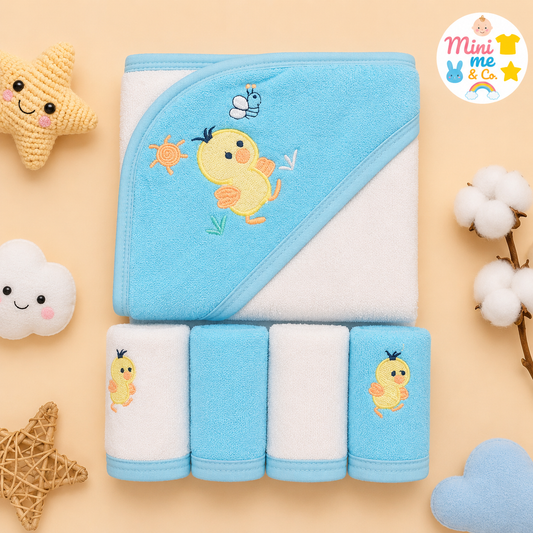 Character Hoodie Towel With 4 Face Towels