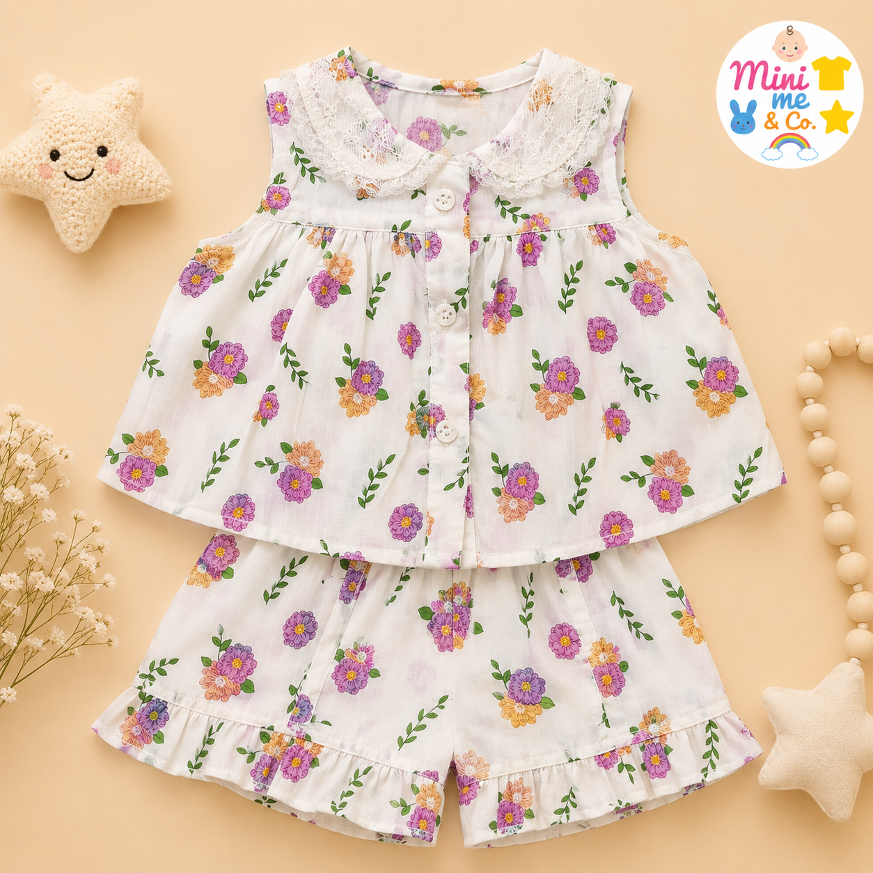 Frock & Shorts Set For Girls With Floral Print