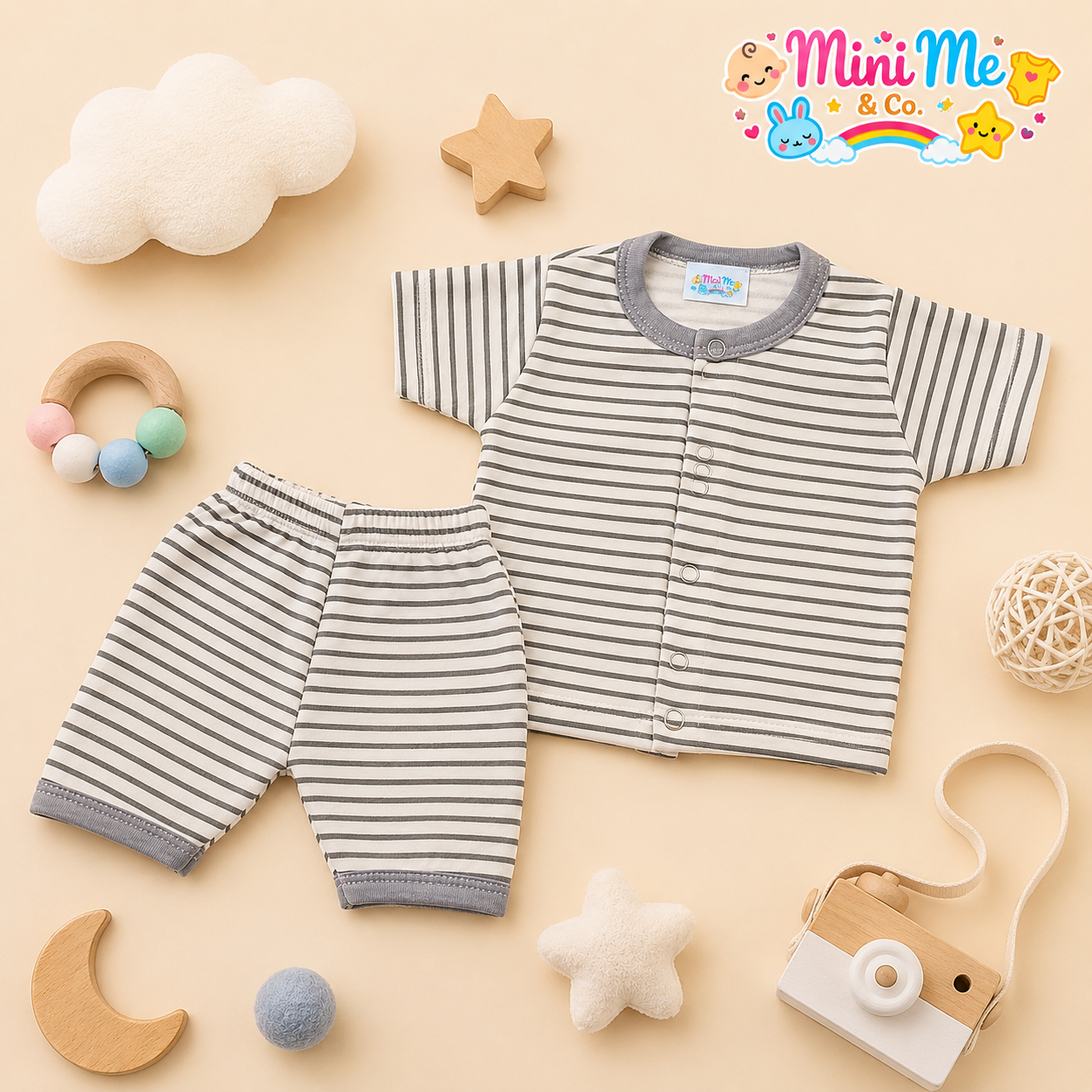 Grey Striped Baby Summer Set