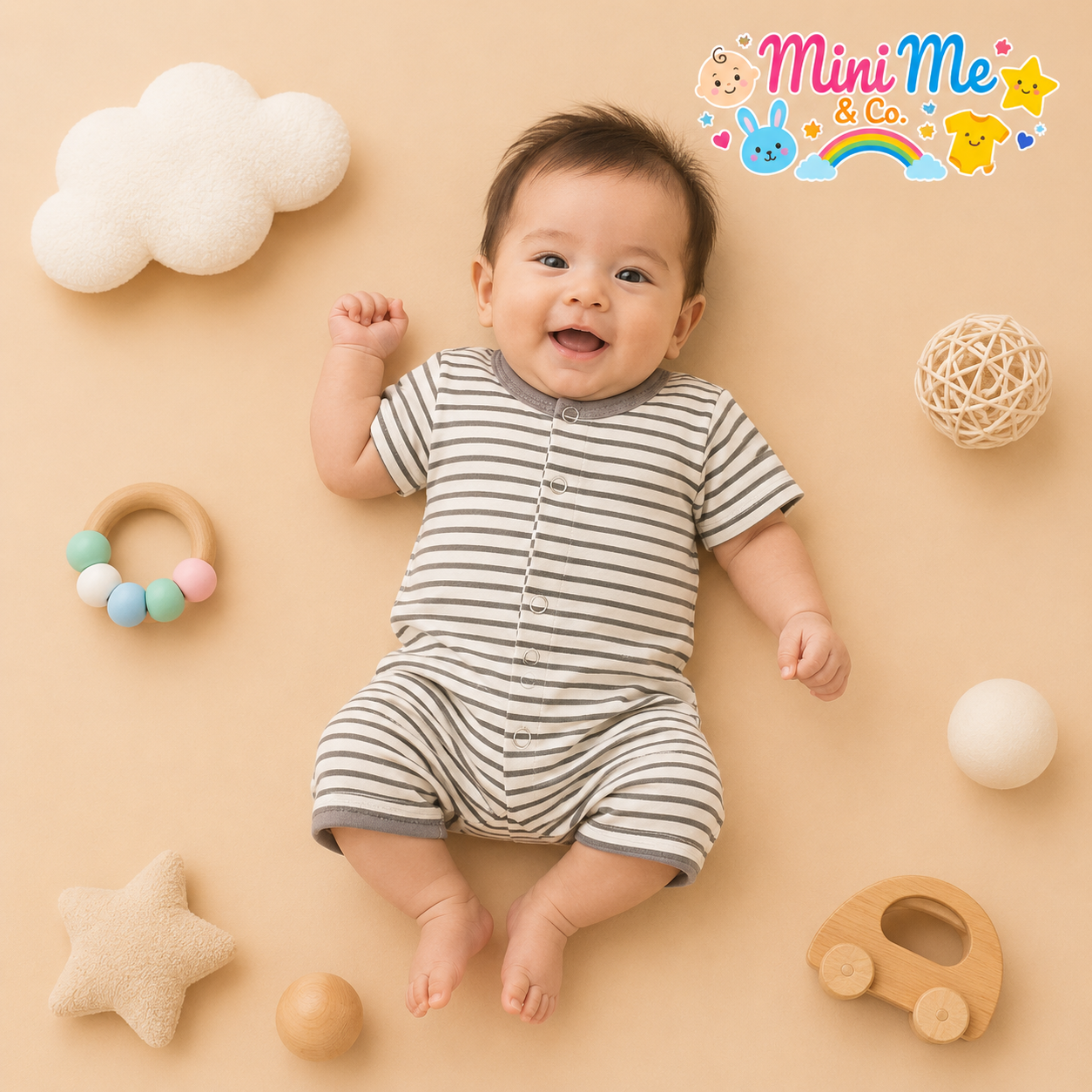 Grey Striped Baby Summer Set