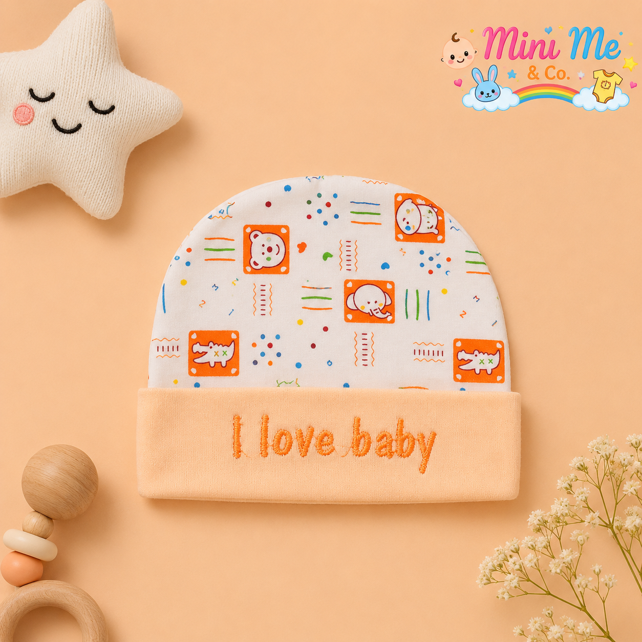 Orange Love Baby Cap