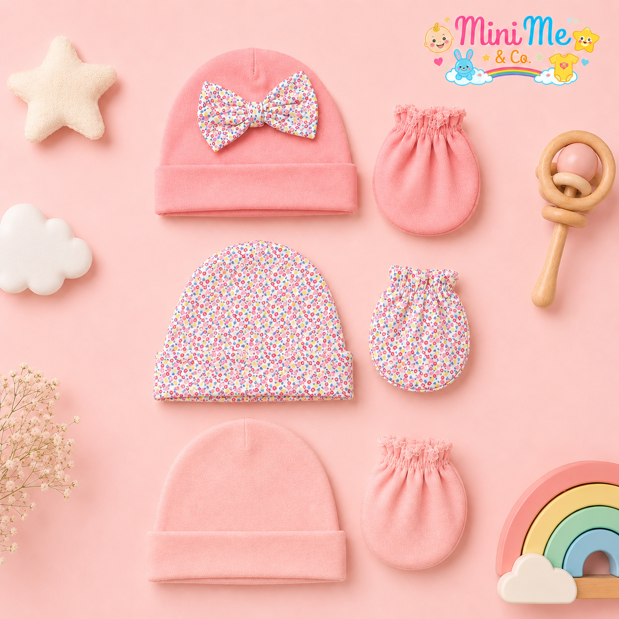 6-pc cap and mittens set for girls