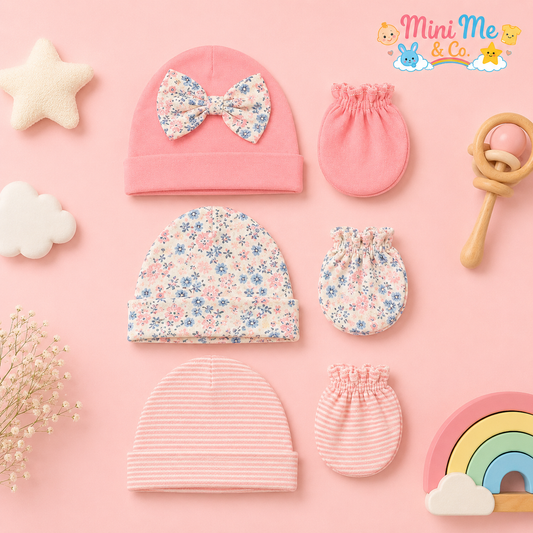 6-pc cap and mittens set for girls