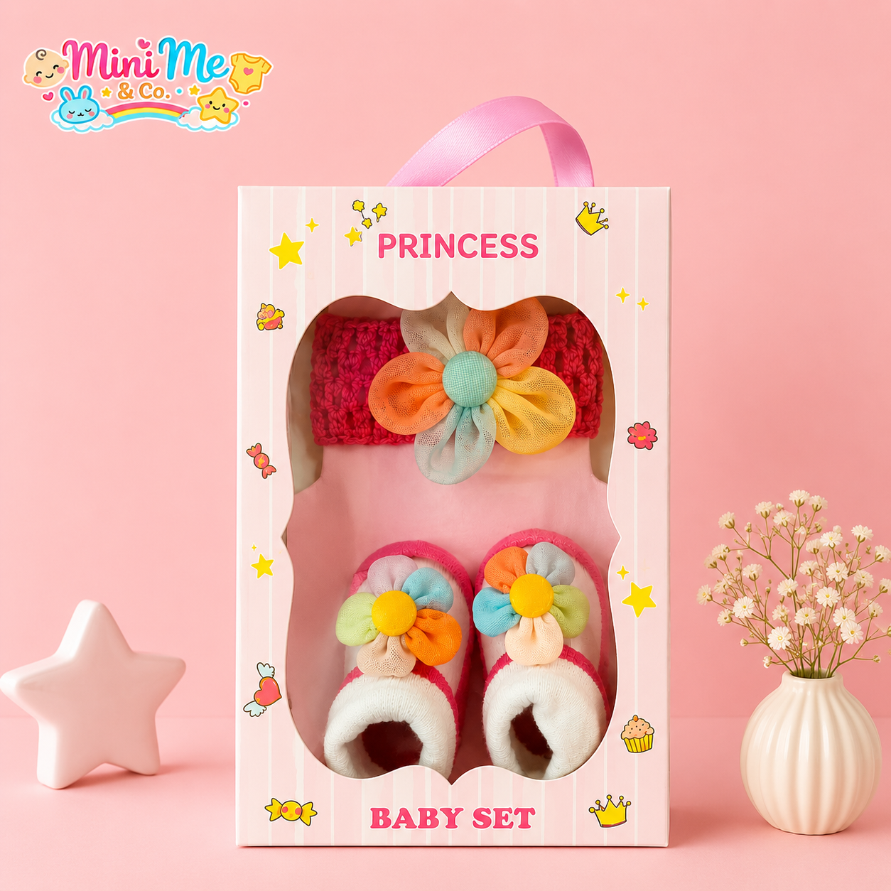 Booties & Headband Set For Baby Girl