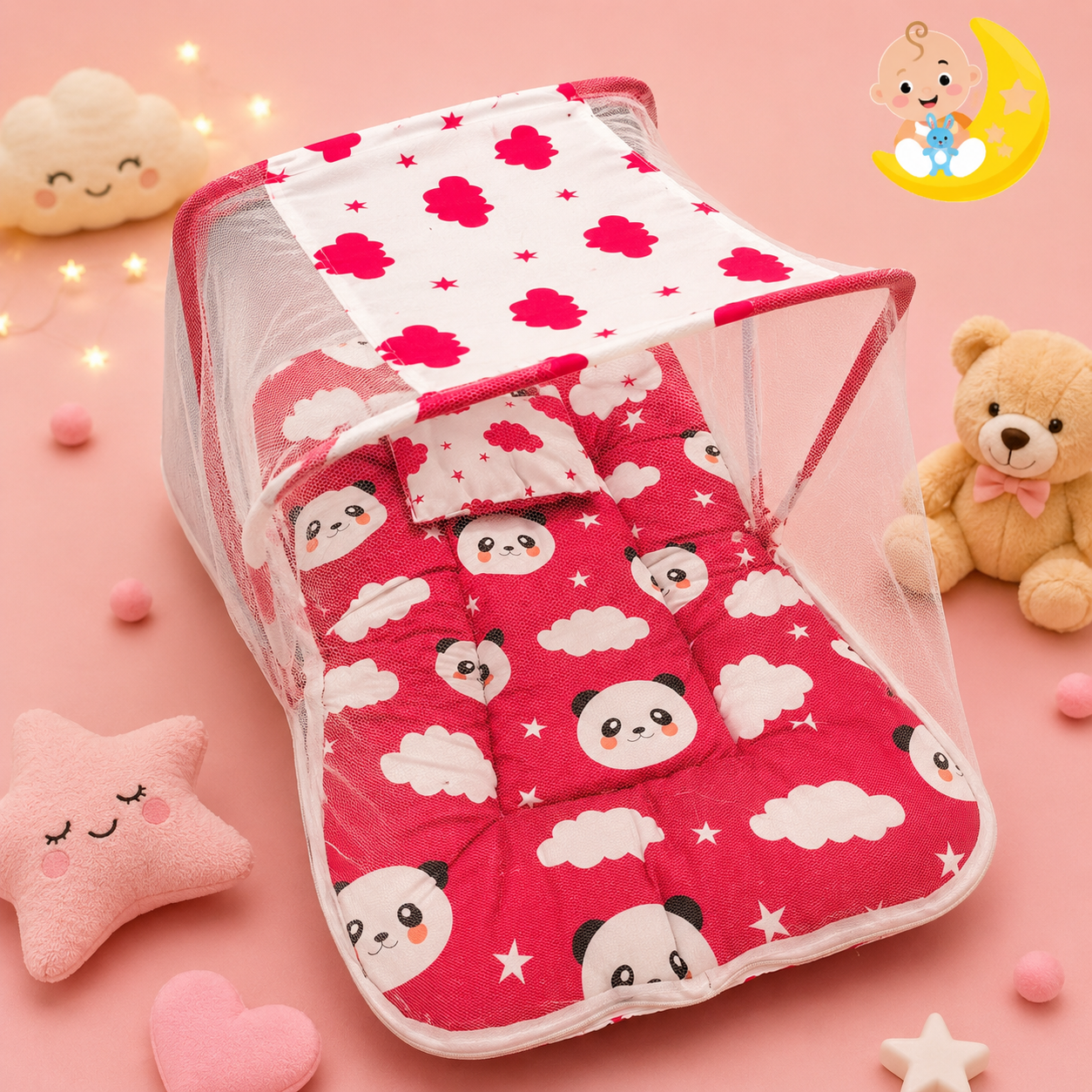 Baby Bed With Mosquito Net & Pillow