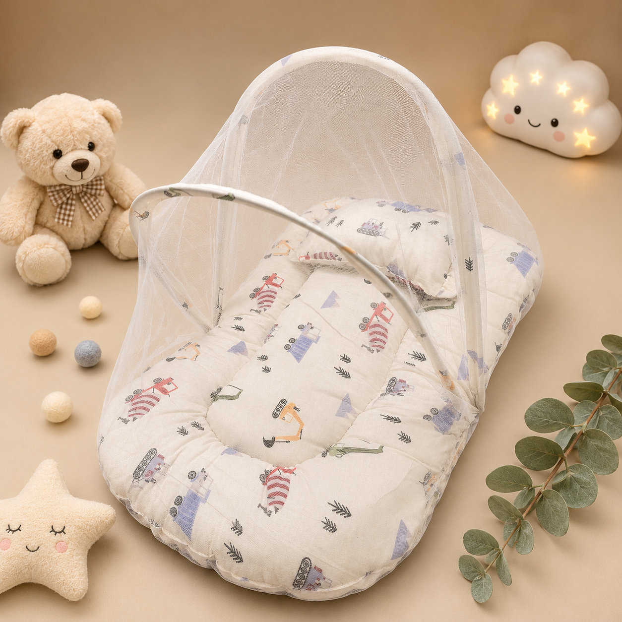 Baby Bed With Mosquito Net & Pillow