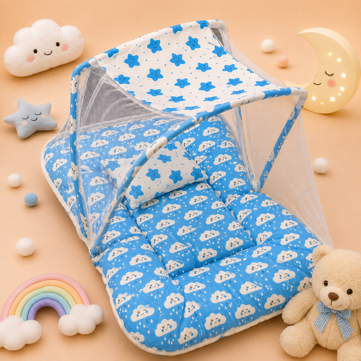 Baby Bed With Mosquito Net & Pillow