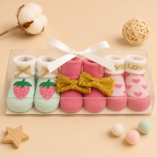 Set Of 3 Booties With Box Packing