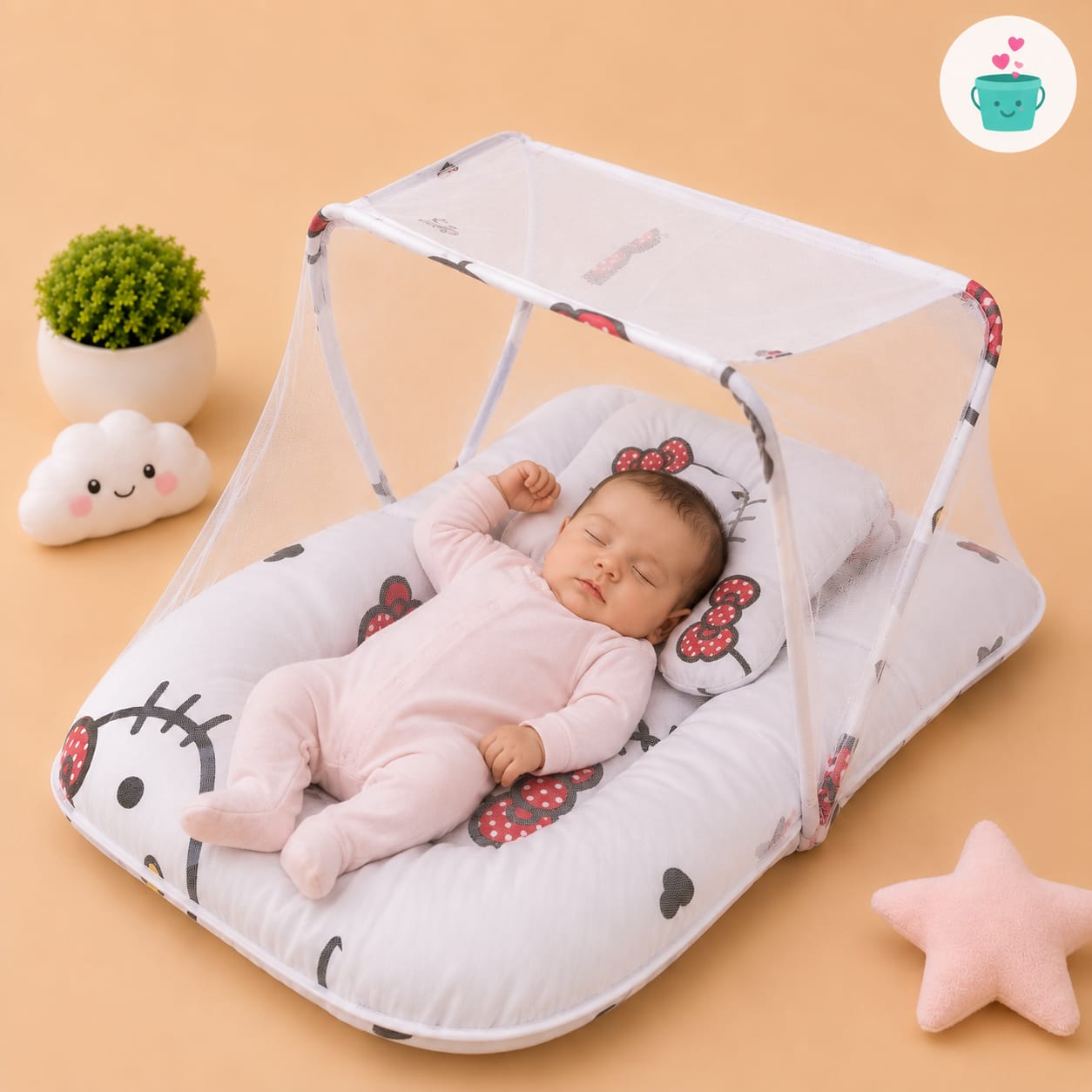 Hello Kitty Baby Bed With Mosquito Net