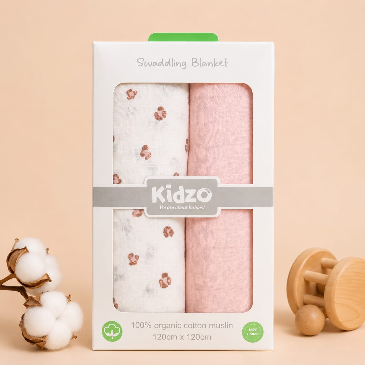 100% organic muslin cotton swaddles pack of 2
