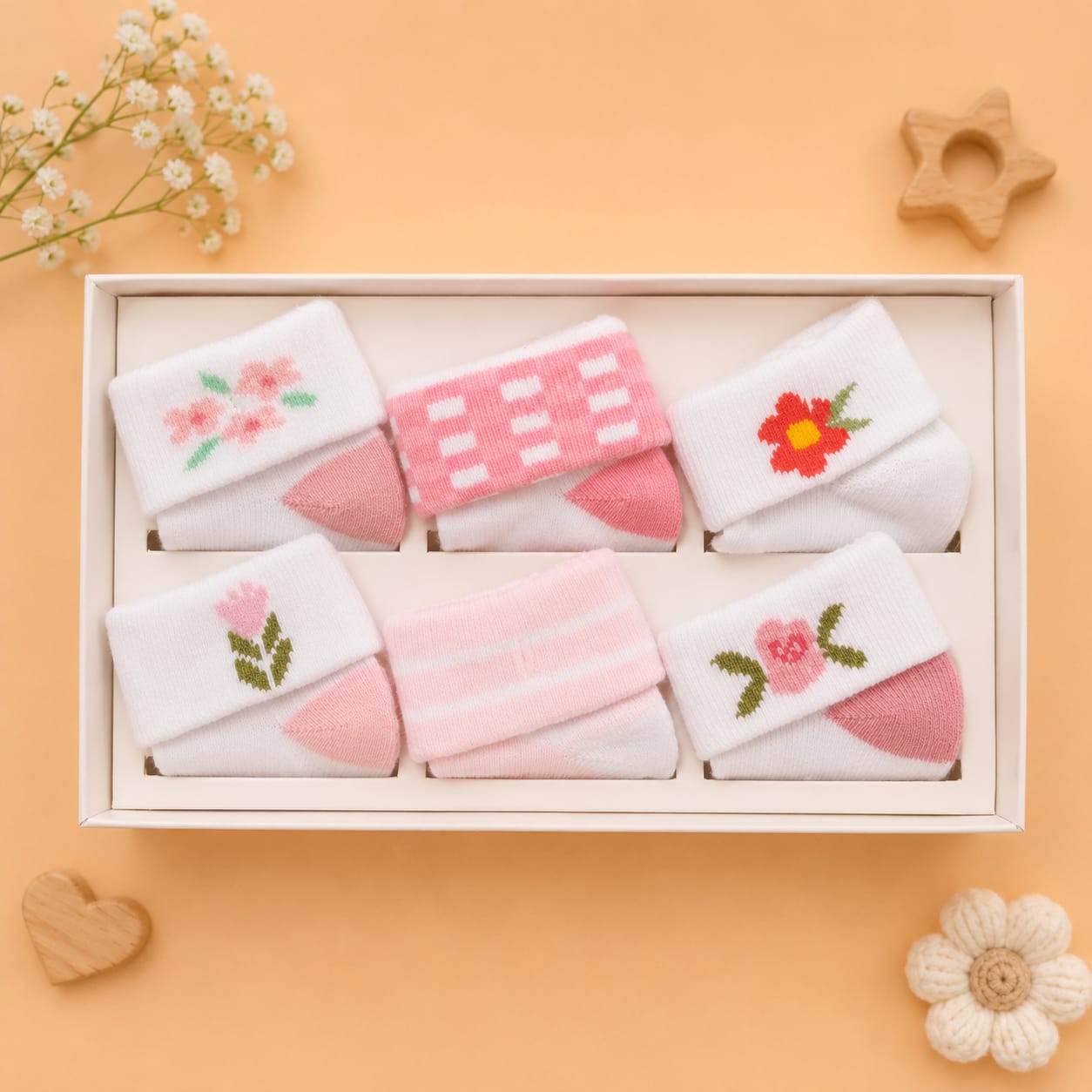 Set Of 6 Socks With Box Packing
