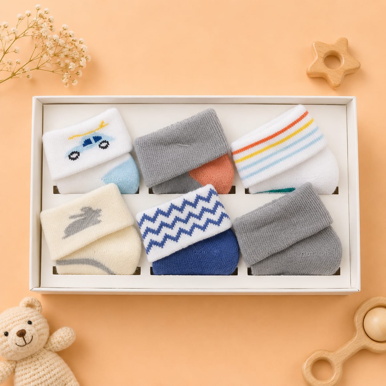 Set Of 6 Socks With Box Packing