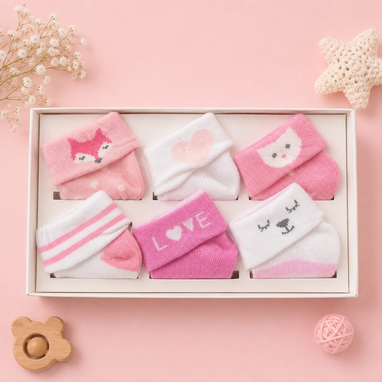 Set Of 6 Socks With Box Packing