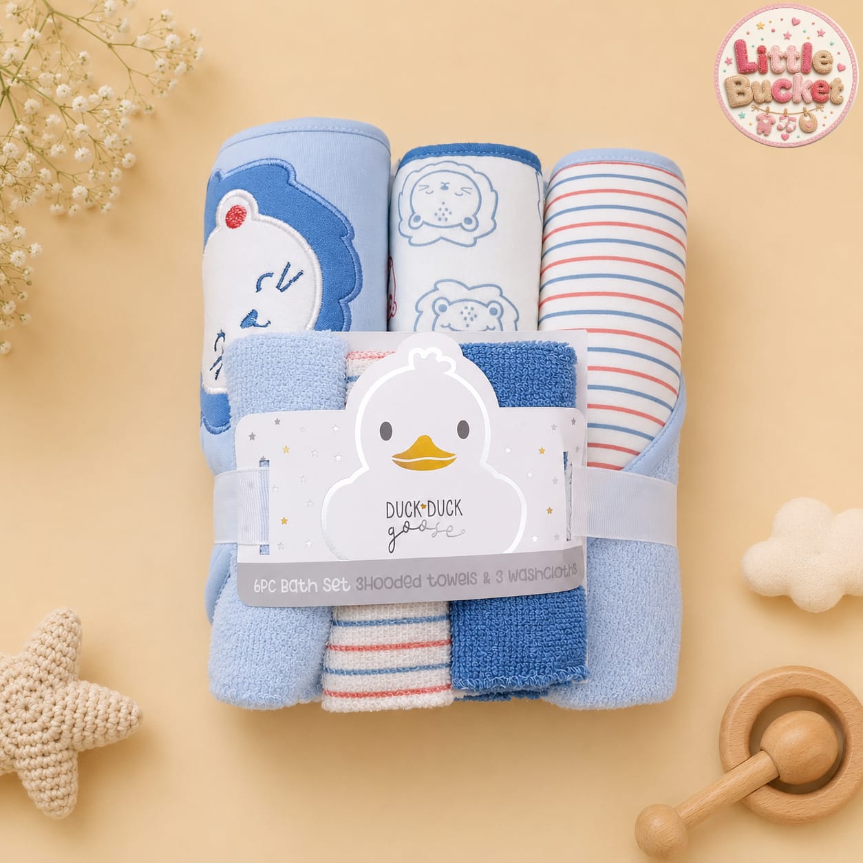 Duck Duck 3 Hooded Towels & 3 Face Towels