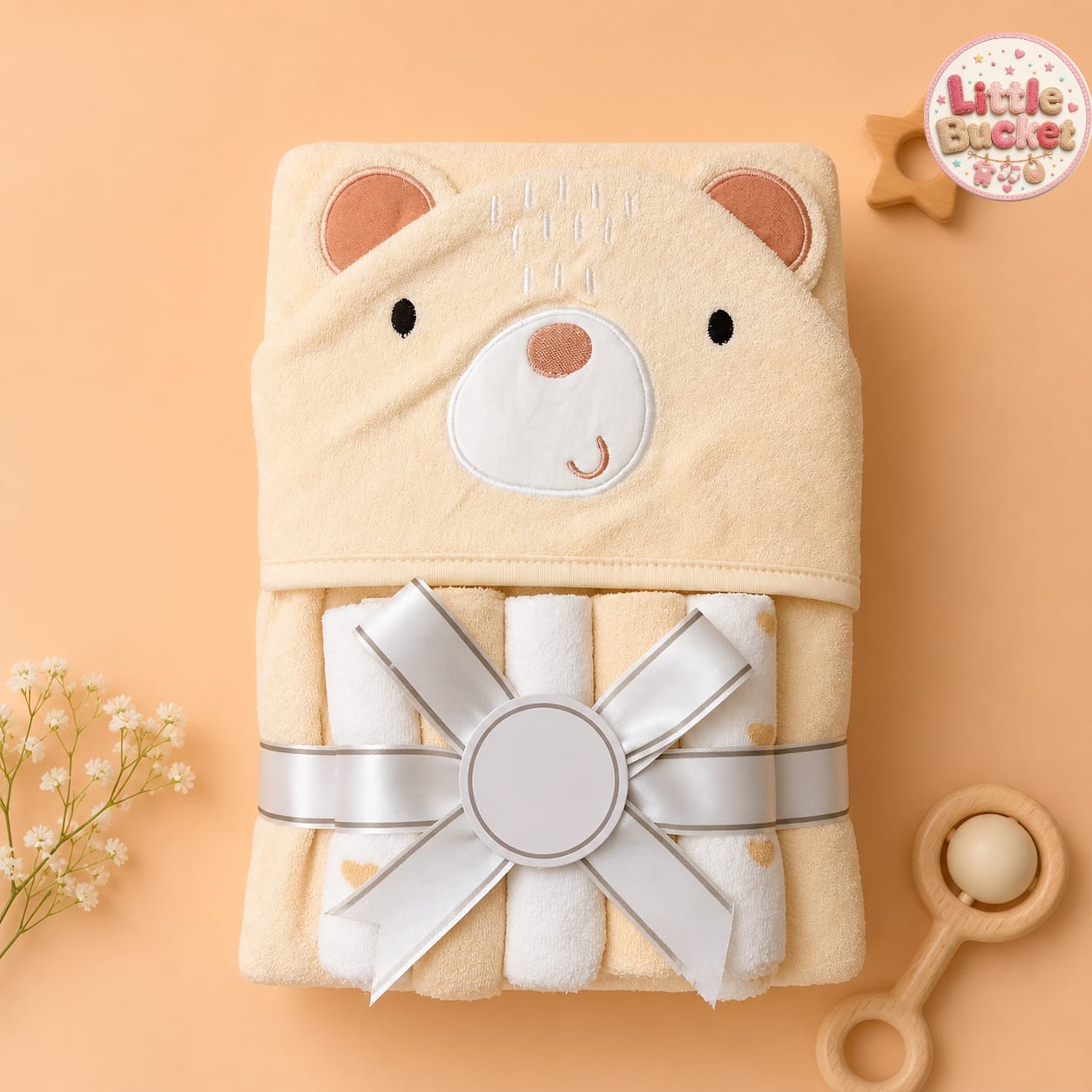 Hooded Character Towel Set With Face Towels