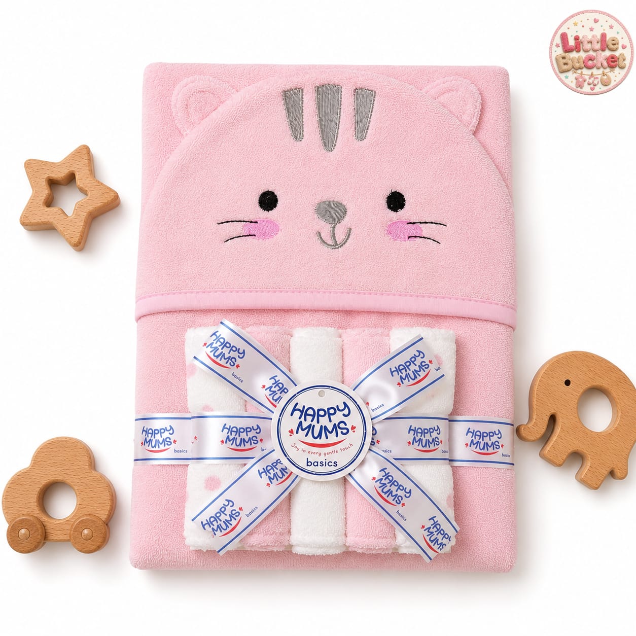 Hooded Character Towel Set With Face Towels
